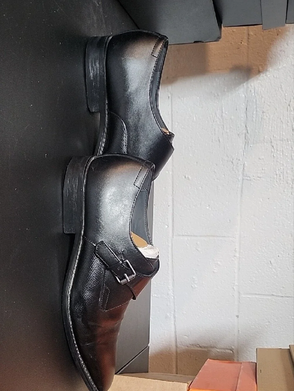 Calvin Klein Black Leather Monk Strap Dress Shoes